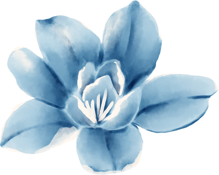 Watercolor Individual Blue Flower