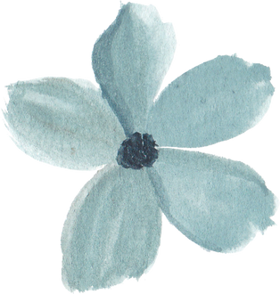 Blue Watercolor Flower Cutout